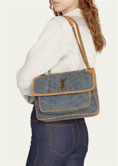 ysl denim shoulder bag|ysl shoulder bag price.